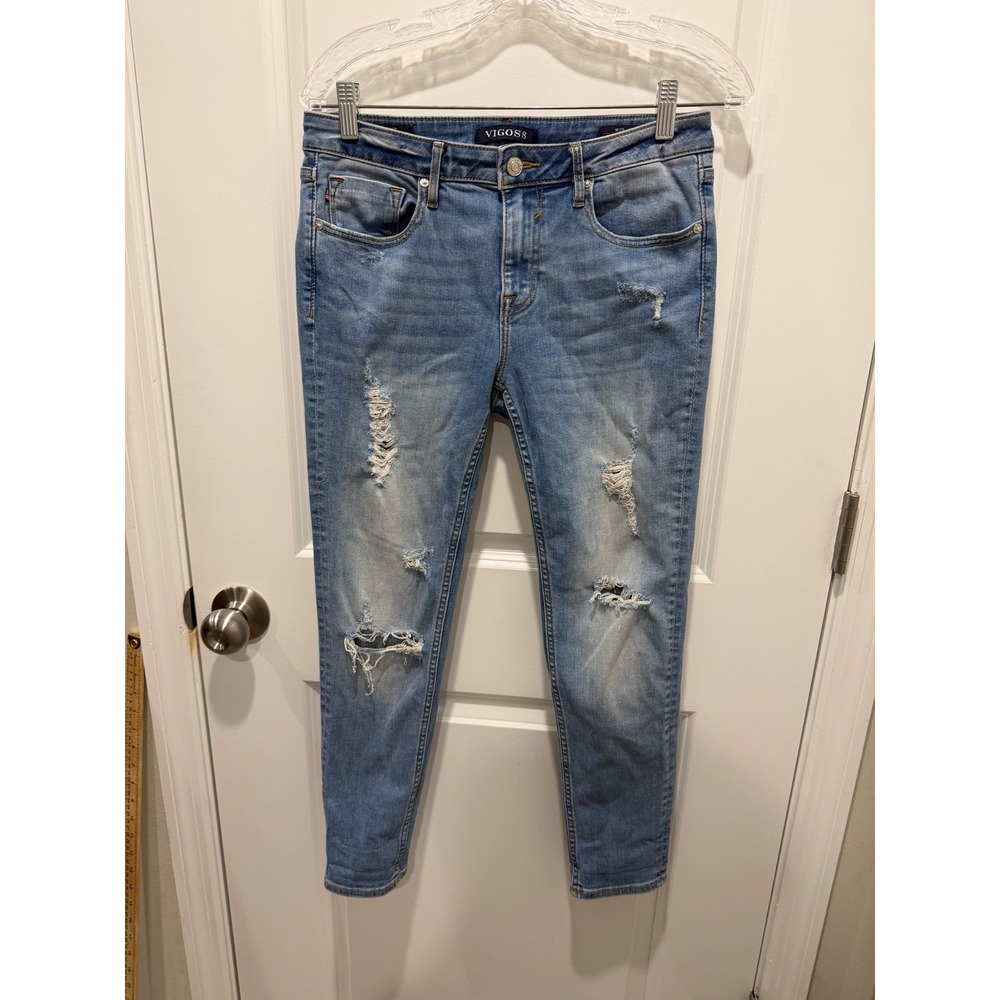 Vigoss Womens Jagger Skinny Jeans Distressed Medium Wash Blue 29